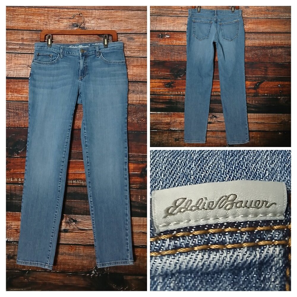 Eddie Bauer Vintage Jeans 8 Slim Leg Boyfriend Blue Denim Stretch Relaxed